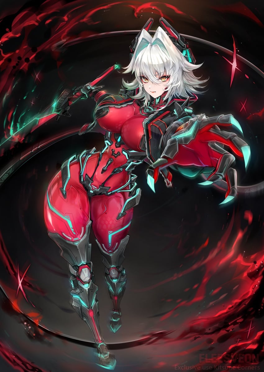 袜子事务所、Zentreya、Zentreya (赛博格) 1名女孩 发型长度变动 (更短) 黑色手套 黑色夹克 紧身连体衣