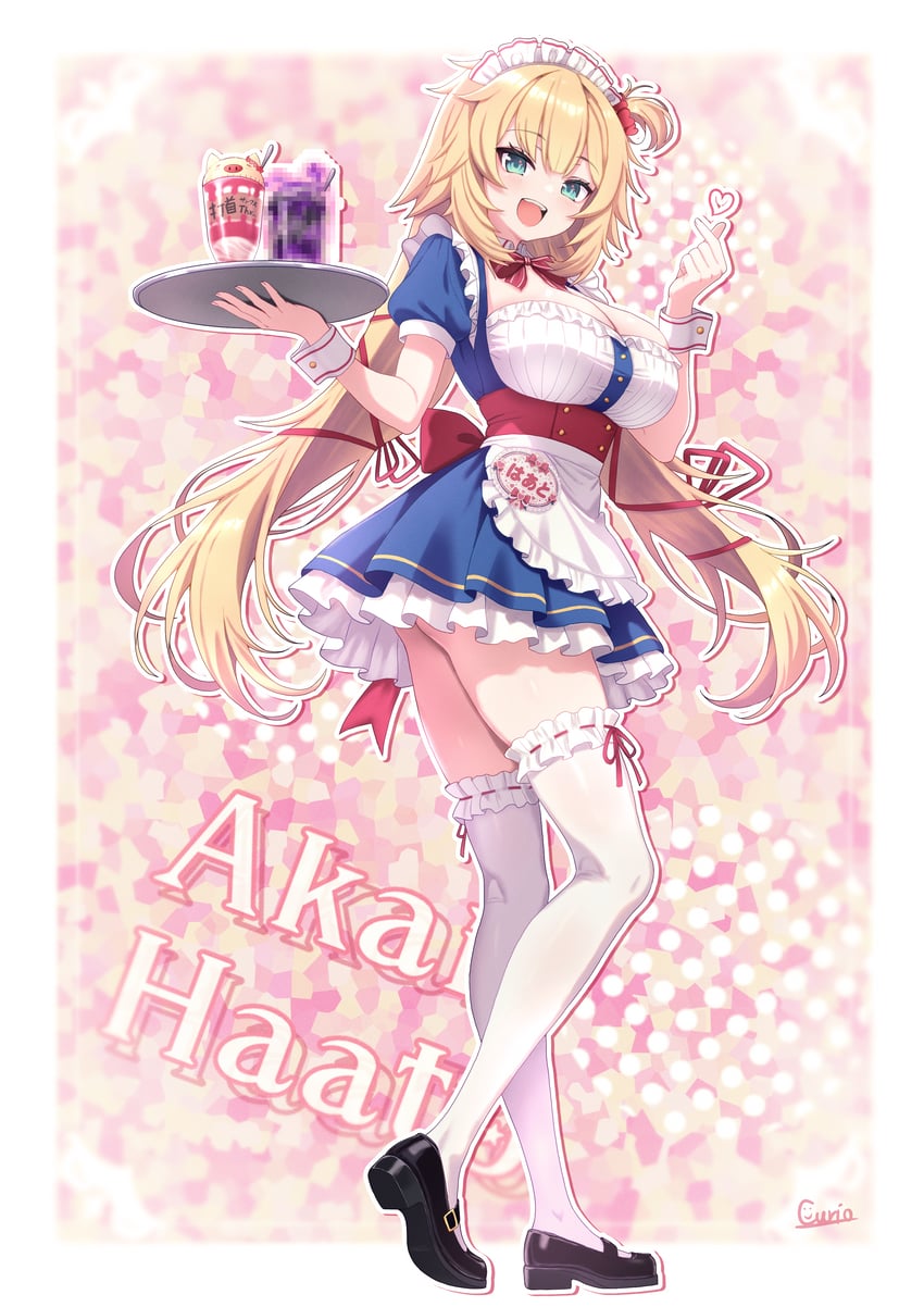 Hololive、赤井心 1名女孩 :D 围裙 水色瞳 后背蝴蝶结