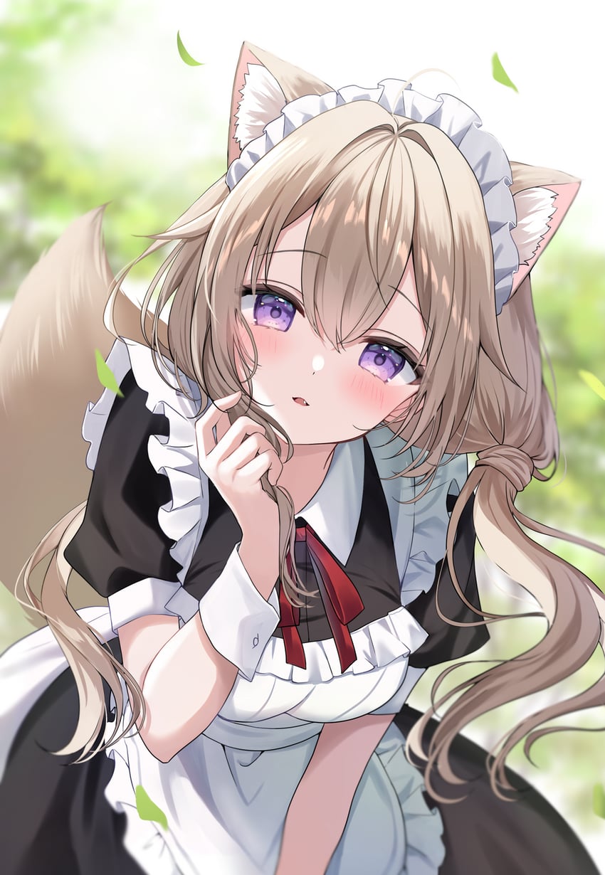 原创、菲奥 (哈米可) 1名女孩 呆毛 兽耳毛 兽耳 围裙