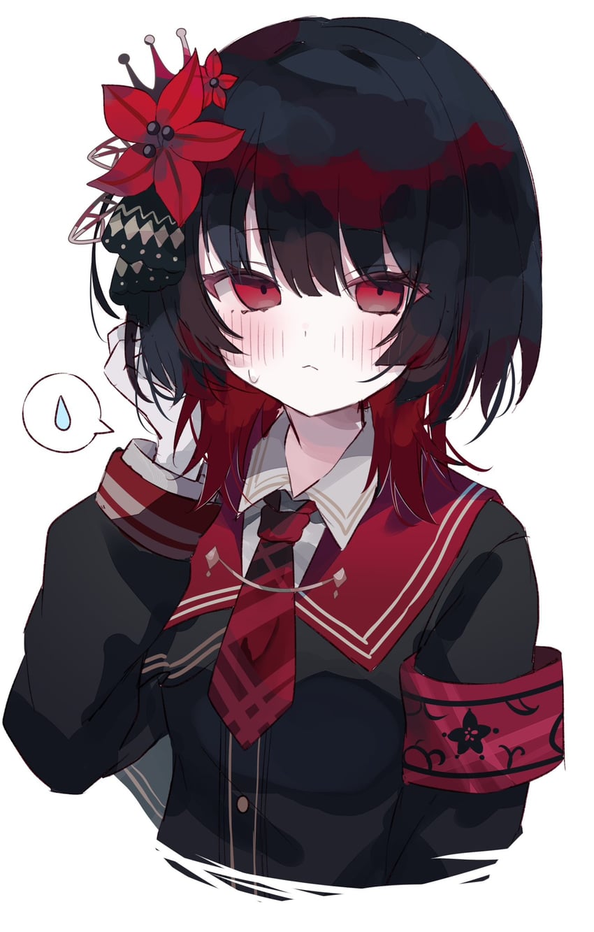 魔法少女的小镇审判、二阶堂博 1名女孩 发型长度变动 (更短) 臂章 黑发 黑衬衫