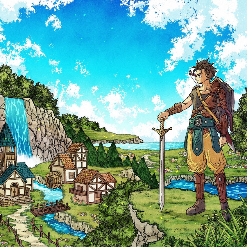 勇者斗恶龙、dragon quest xii、hero (dq12) 铠甲 宽松裤子 靴子 弓（武器） 棕眼睛