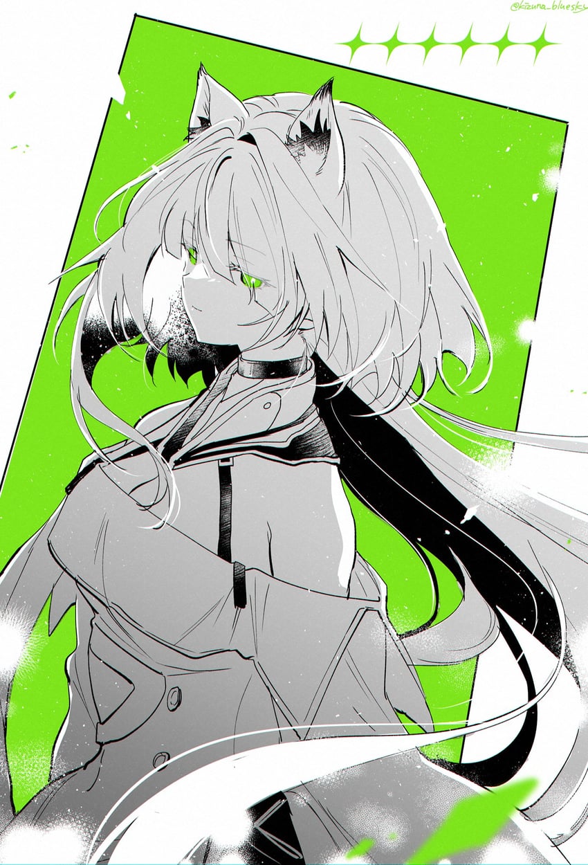 明日方舟、凯尔希 (明日方舟)、凯尔希·艾斯帕兰塔 (明日方舟) 1名女孩 兽耳毛 兽耳 露肩 乳房
