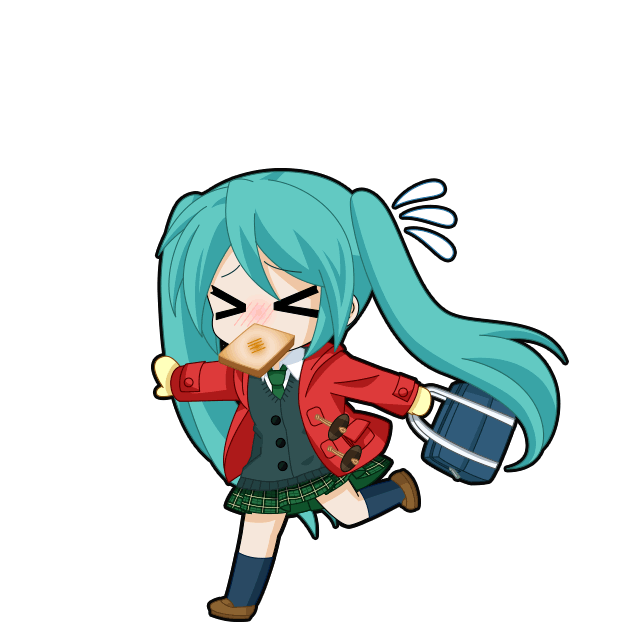 初音未来 绘图收藏、VOCALOID、初音未来 1名女孩 闭眼挤眼 水色发 包 黑色轮廓