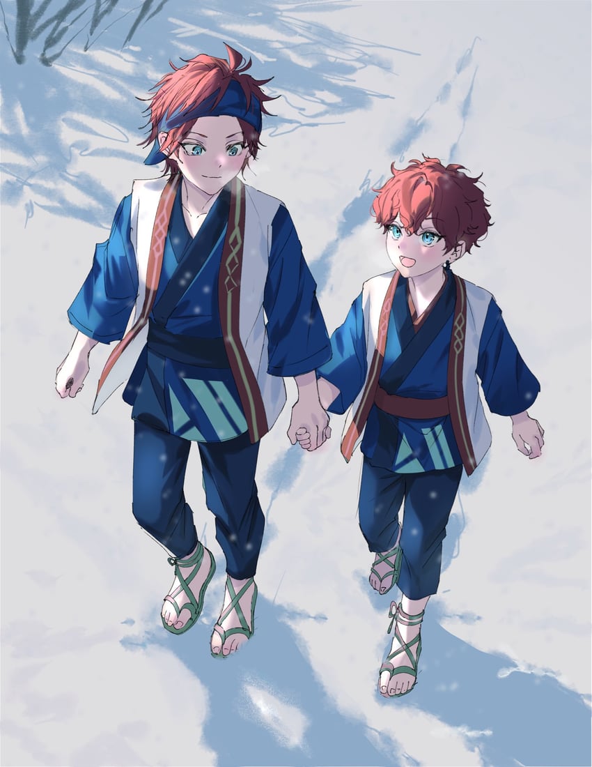 偶像梦幻祭、天城一彩、天城燐音 2个男孩 :D 幼化 阿伊努服饰 黑饰带