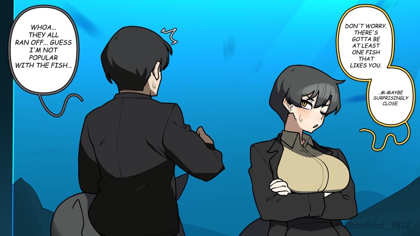 原创、梅格 (Junkzero) 1名男孩 1名女孩 笑眼 水族馆 黑瞳