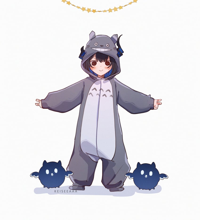 Hololive、Hololive英语、龙猫 1名女孩 坏笑 替换服装 兽耳 动物兜帽