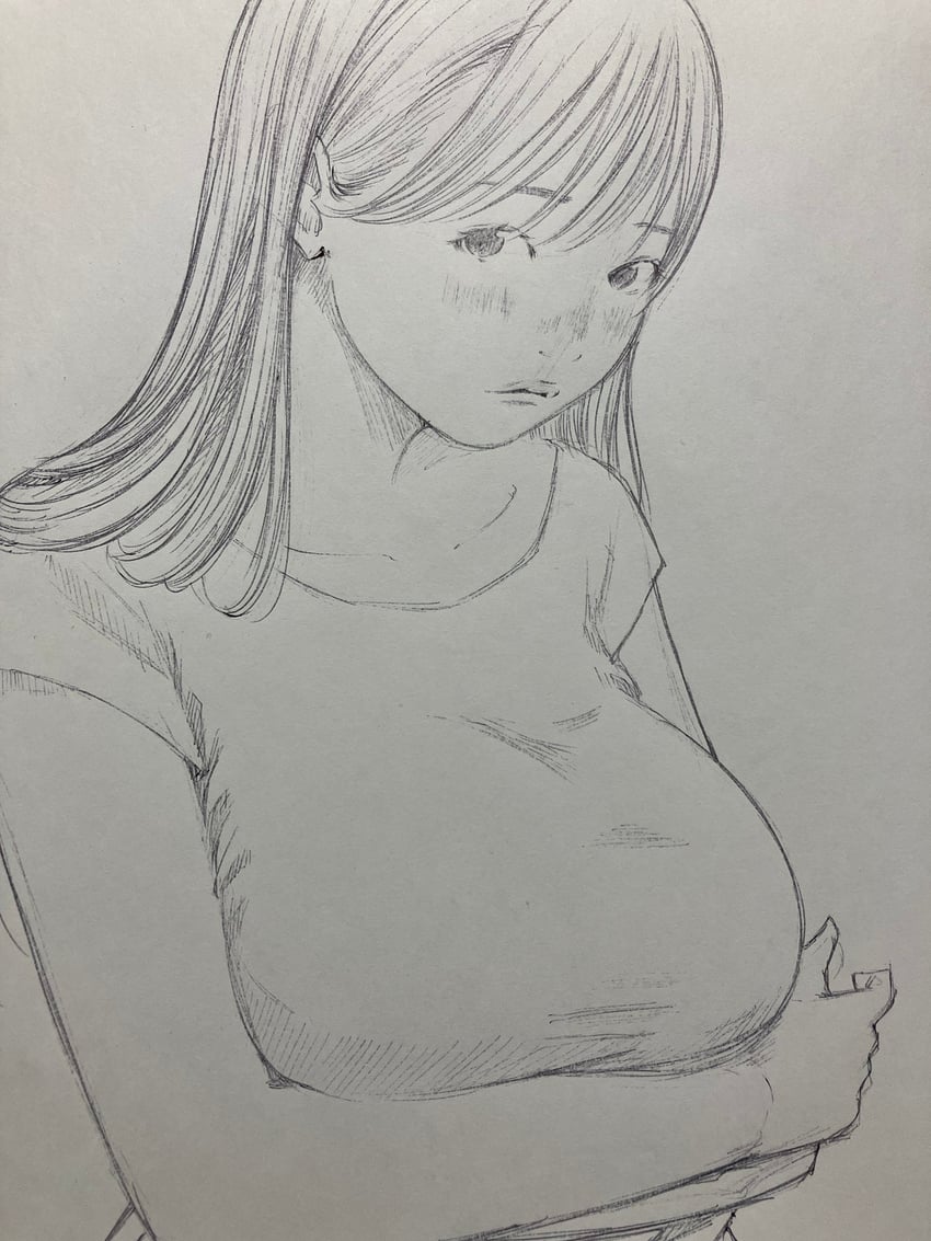 原创 1名女孩 手托胸 乳房 碎刘海 闭嘴