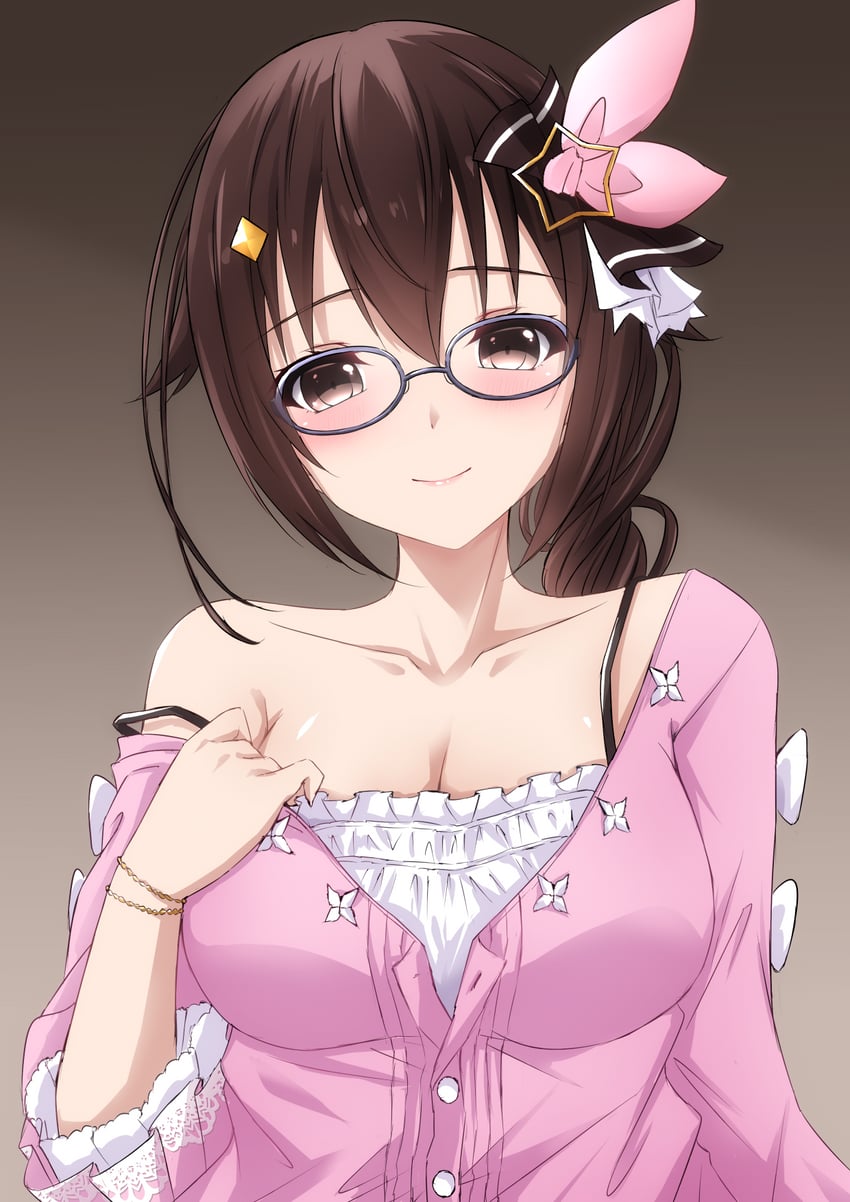 Hololive、时乃空、时乃空 (便装) 1名女孩 黑框眼镜 脸红 辫子 辫子马尾