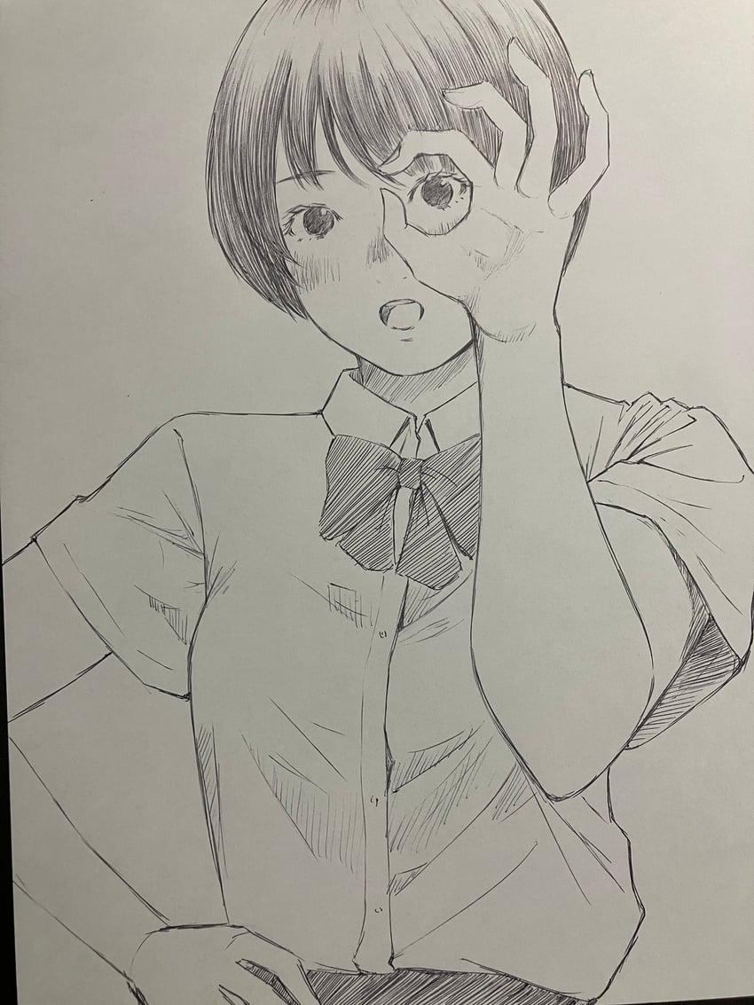原创 1名女孩 惊讶 蝴蝶结 锅盖头 蝶形领结