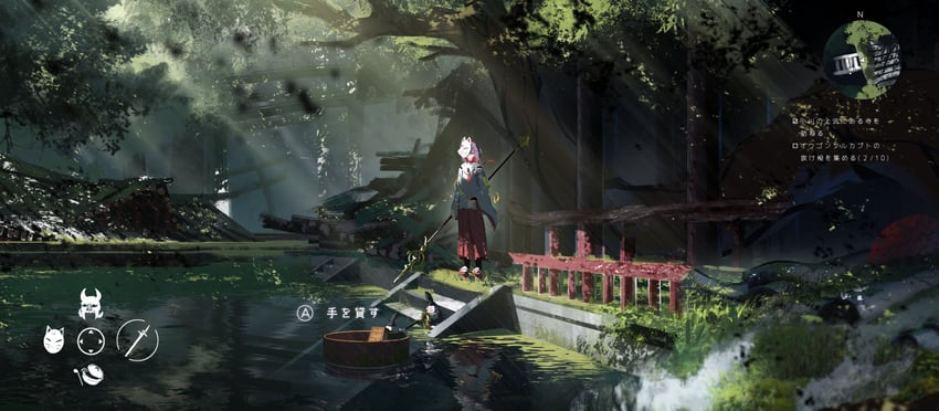 原创、巩膜 (asteroid_ill) 1名女孩 白天 森林 狐狸面具 下驮