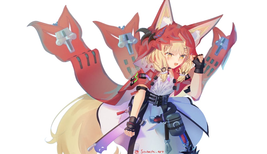 明日方舟、明日方舟：终末地、罗斯 (明日方舟) 1名女孩 兽耳毛 兽耳 黑色手套 金发