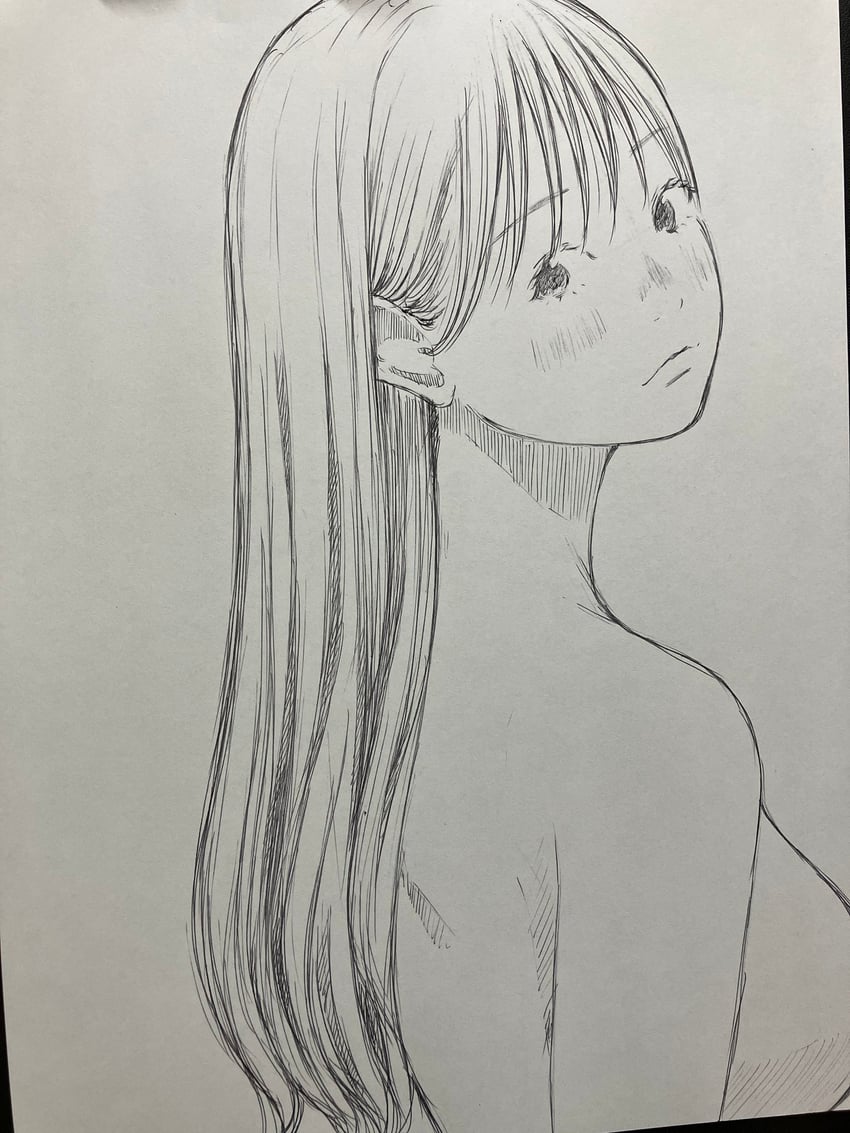 原创 1名女孩 手臂放在侧边 乳房 碎刘海 闭嘴