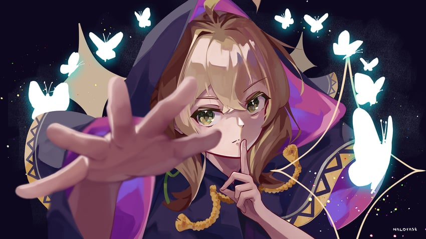 沉默魔女、莫妮卡·艾弗雷特 1名女孩 :< 呆毛 黑色背景 棕发