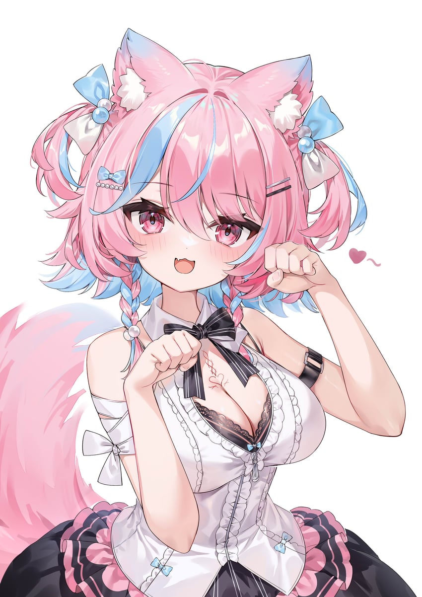 原创 1名女孩 兽耳毛 兽耳 臂章 露肩