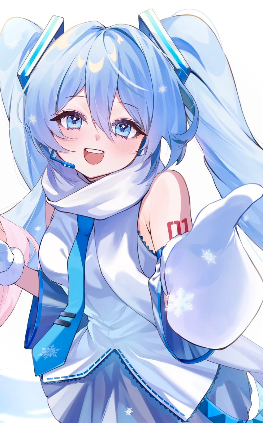VOCALOID、初音未来、樱花未来 1名女孩 呆毛 腋窝褶皱 蓝眼 蓝发