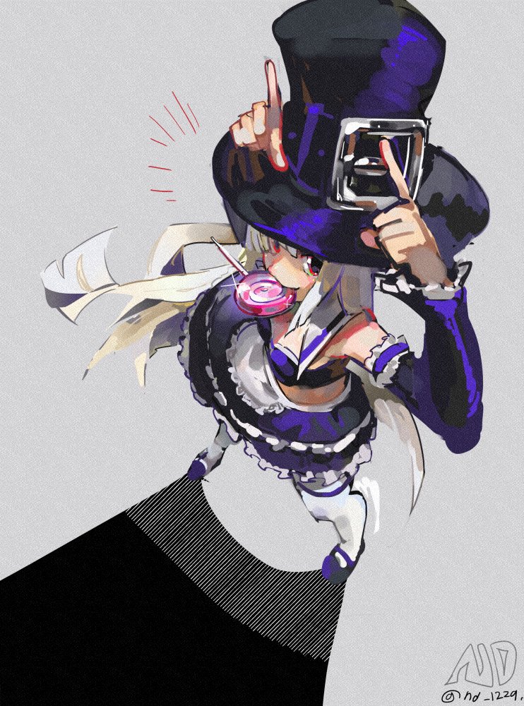 卡普空格斗大乱斗、英格丽德 (卡普空)、ingrid (midnight bliss) (capcom) 1名女孩 围裙 举起双手 作者名 蓝帽子