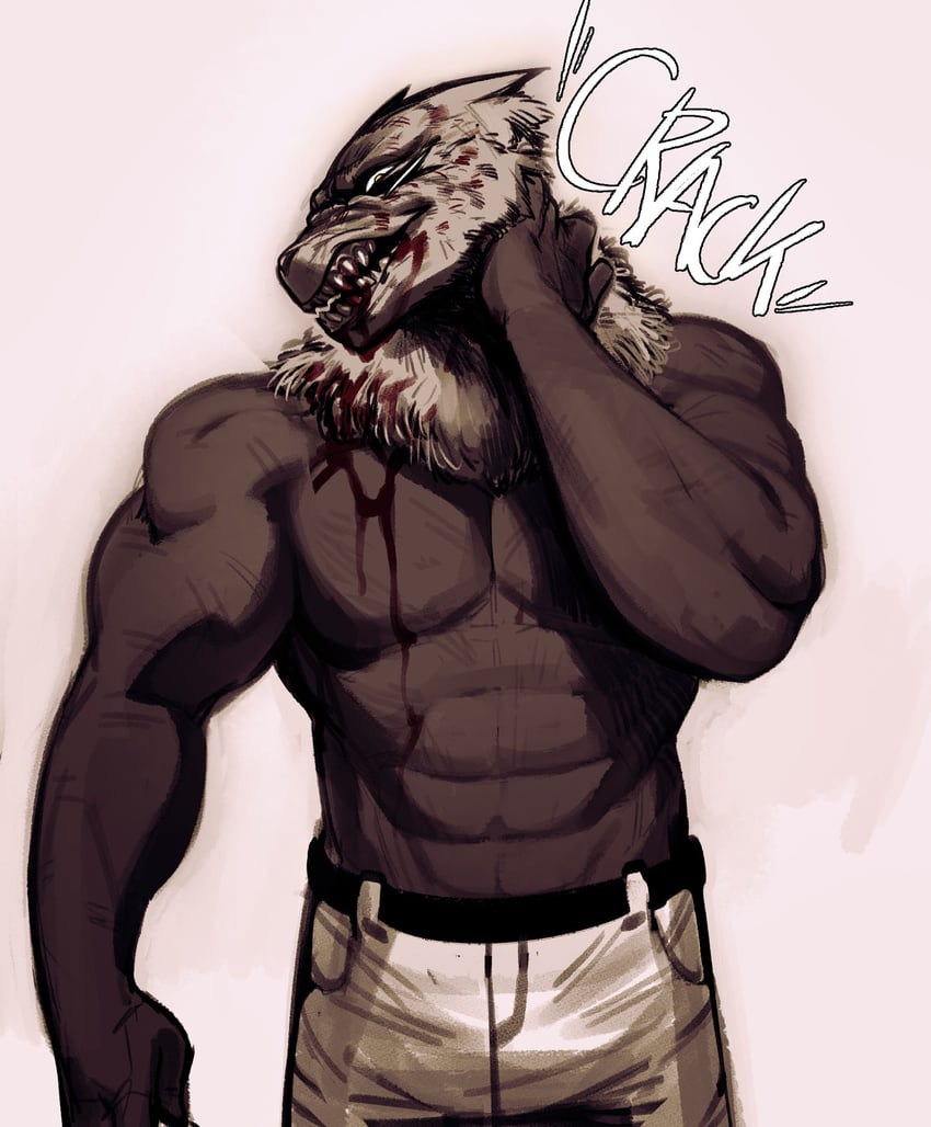 dog nigga、rex (dog nigga) 1名男孩 兽耳 动物头部 血 cracking neck
