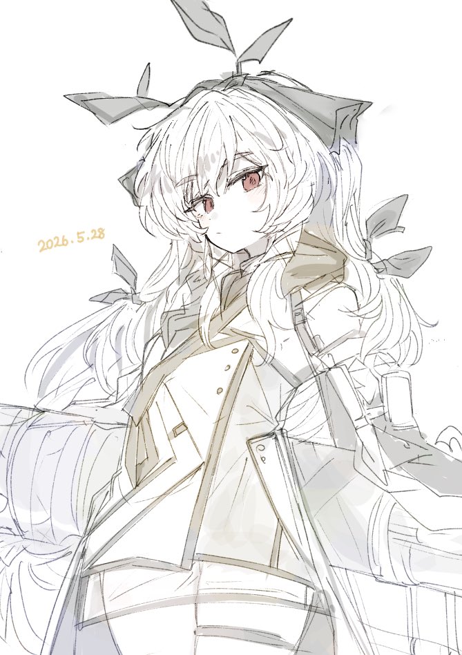 明日方舟、温蒂 (明日方舟) 1名女孩 撇嘴 纽扣 闭嘴 有日期