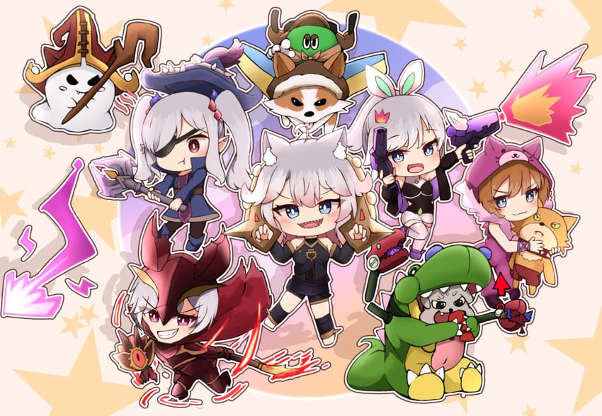 英雄联盟、原创、璐璐 (英雄联盟) 5名女孩 :D :t 呆毛 兽耳毛