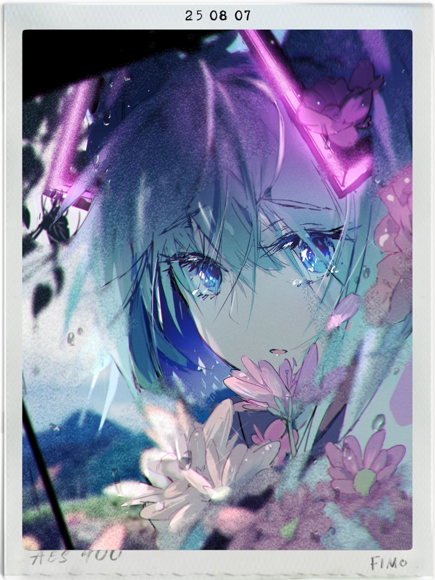 VOCALOID、初音未来 1名女孩 水色发 蓝眼 模糊 模糊背景