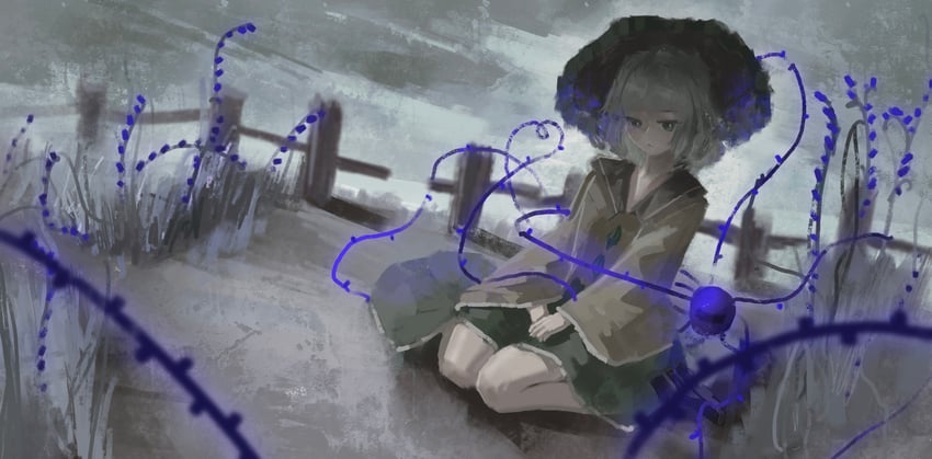 东方Project、古明地恋 1名女孩 黑帽子 纽扣 闭嘴 云