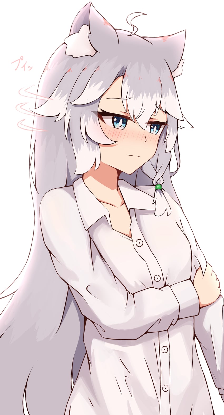 原创 1名女孩 呆毛 兽耳毛 兽耳 抱胸
