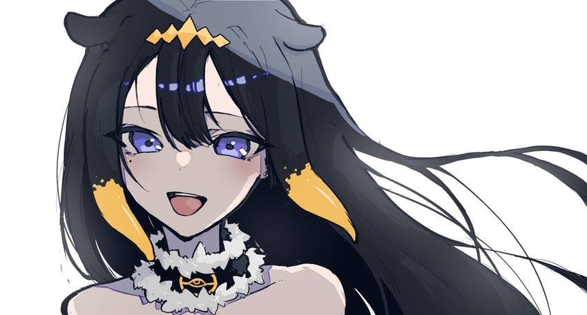 Hololive、Hololive英语、一伊那尔栖 1名女孩 :D 露肩 黑色项圈 黑发