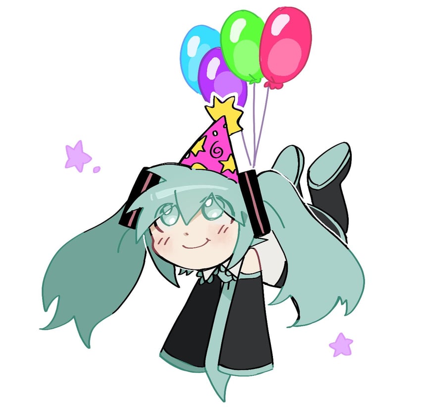 VOCALOID、初音未来 1名女孩 水色瞳 水色发 黑色靴子 黑色袖子