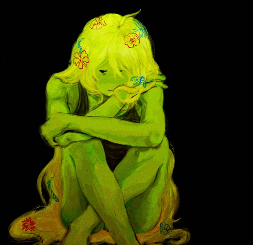 探险活宝、芬恩（探险活宝） 1名男孩 黑色背景 黑色背心 金发 有色皮肤
