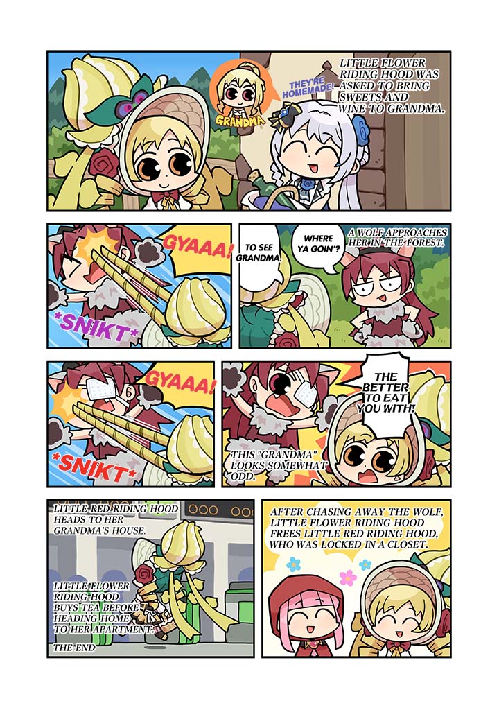 小红帽、魔法纪录 魔法少女小圆外传、魔法少女小圆 4个女孩 闭眼挤眼 微笑 呆毛 指针时钟