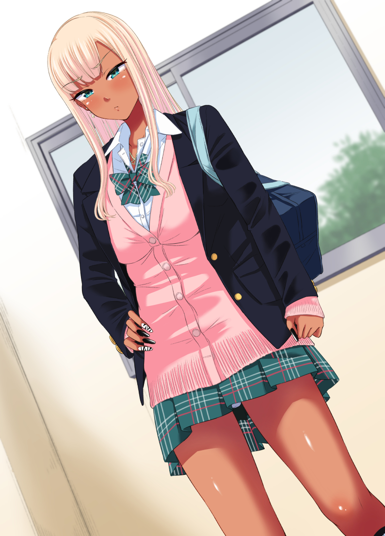 原创 1名女孩 水蓝色蝴蝶结 水蓝色蝴蝶结 水色瞳 水蓝色裙子