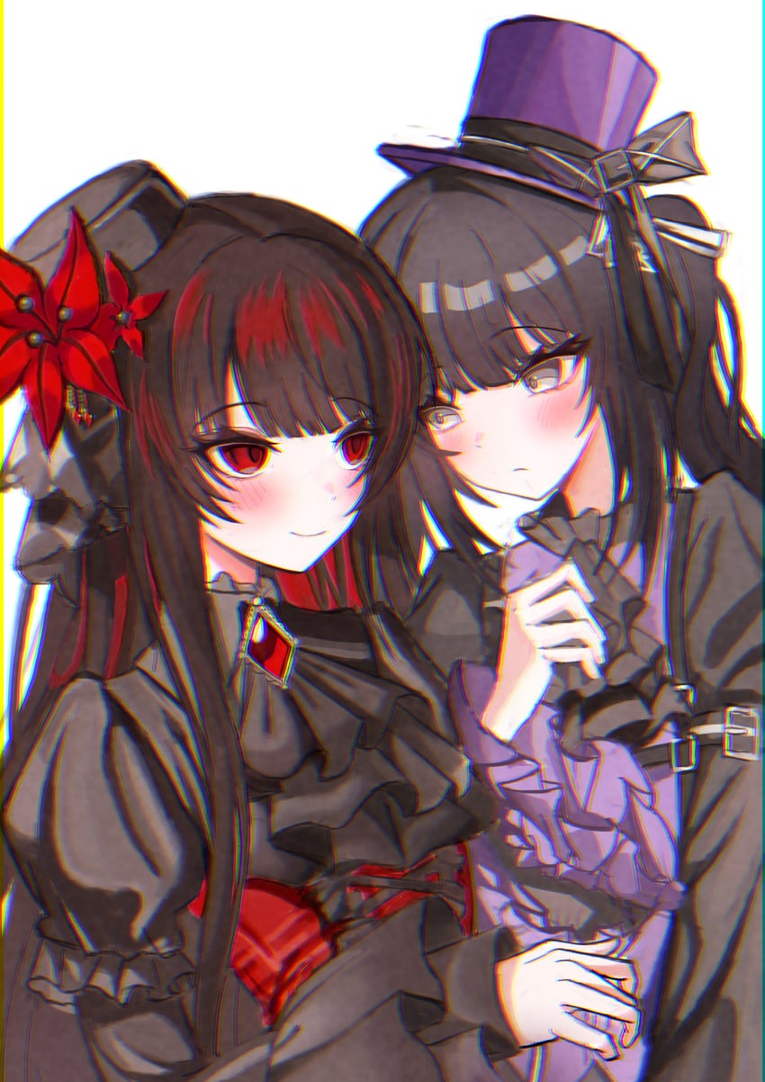 卡拉OK招财猫、魔法少女的小镇审判、二阶堂博 2名女孩 手臂带 阿斯科特领巾 黑色细领带 黑色连衣裙