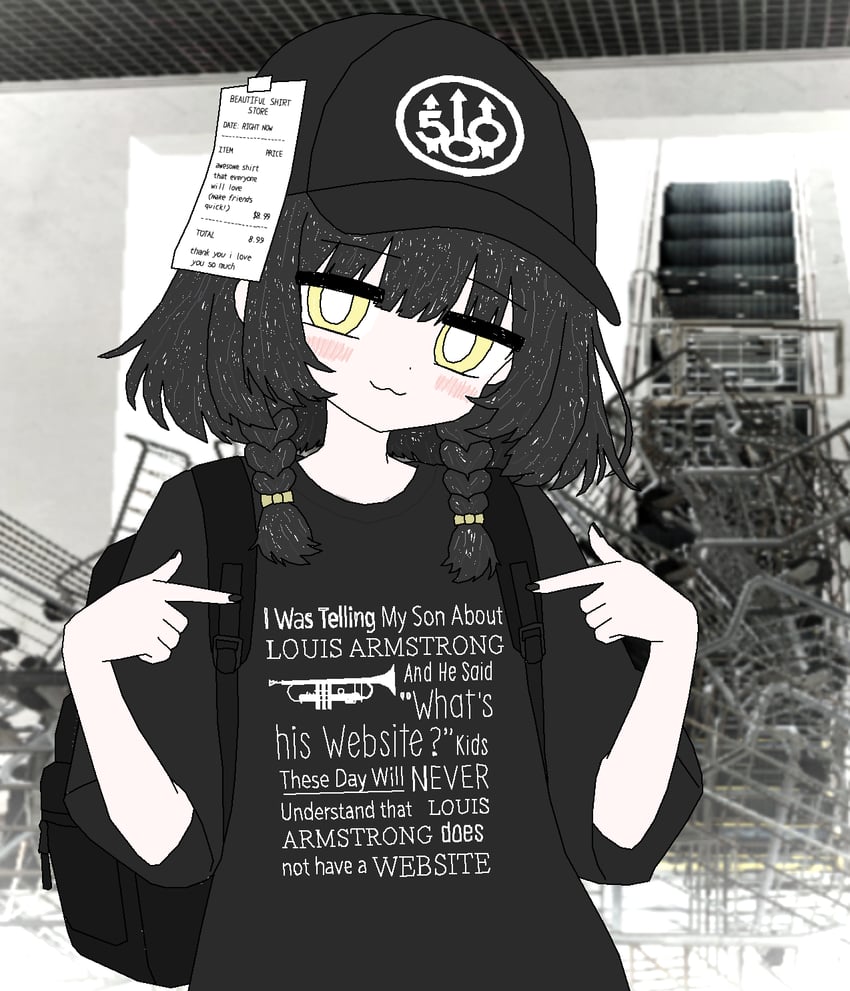 原创 1名女孩 猫脸笑 背包 包 棒球帽