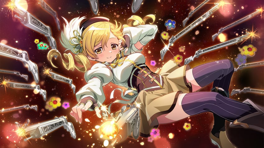 魔法少女小圆、魔法少女小圆、魔法少女小圆 Magia Exedra 1名女孩 水色花 背部蝴蝶结 逆光 贝雷帽