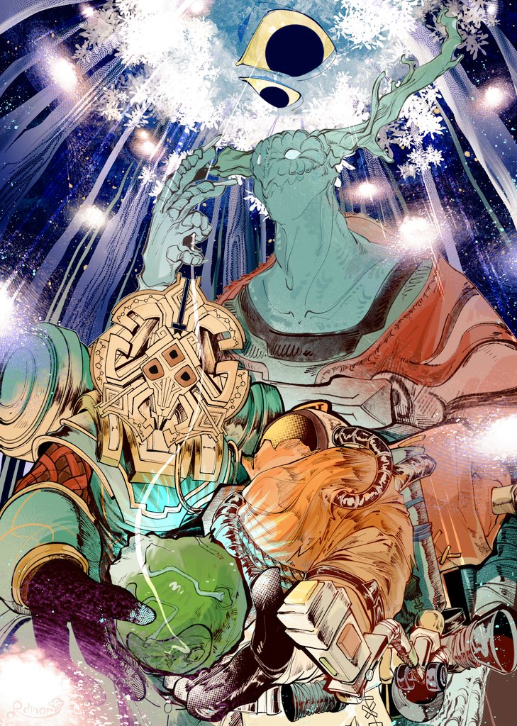 星际拓荒、星际拓荒：眼之回响、雏鸟 (星际拓荒) 1名女孩 其他两人 外星人 鹿角 蒙脸