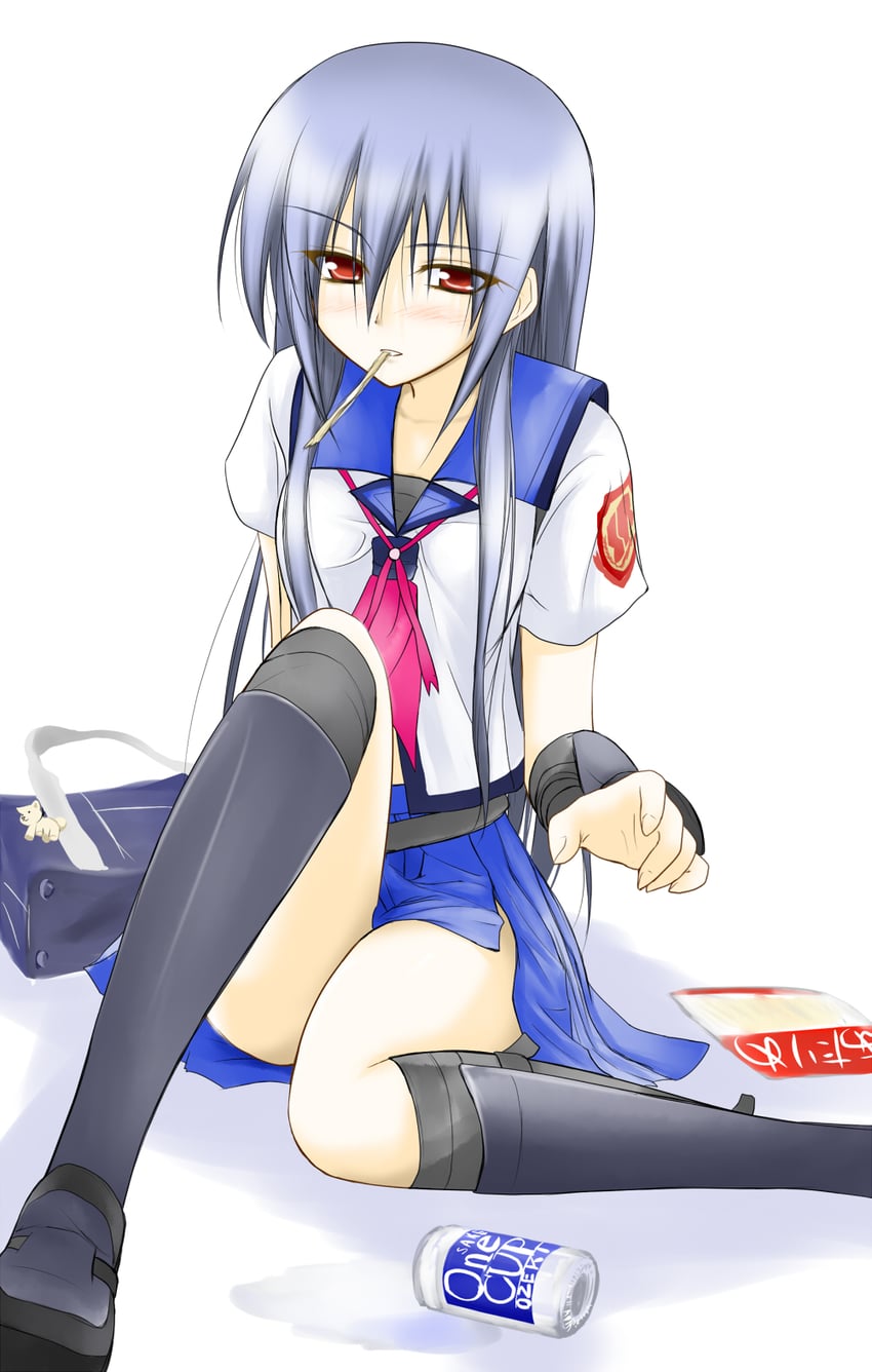 Angel Beats!、椎名 1名女孩 护臂 黑发 黑鞋 黑袜