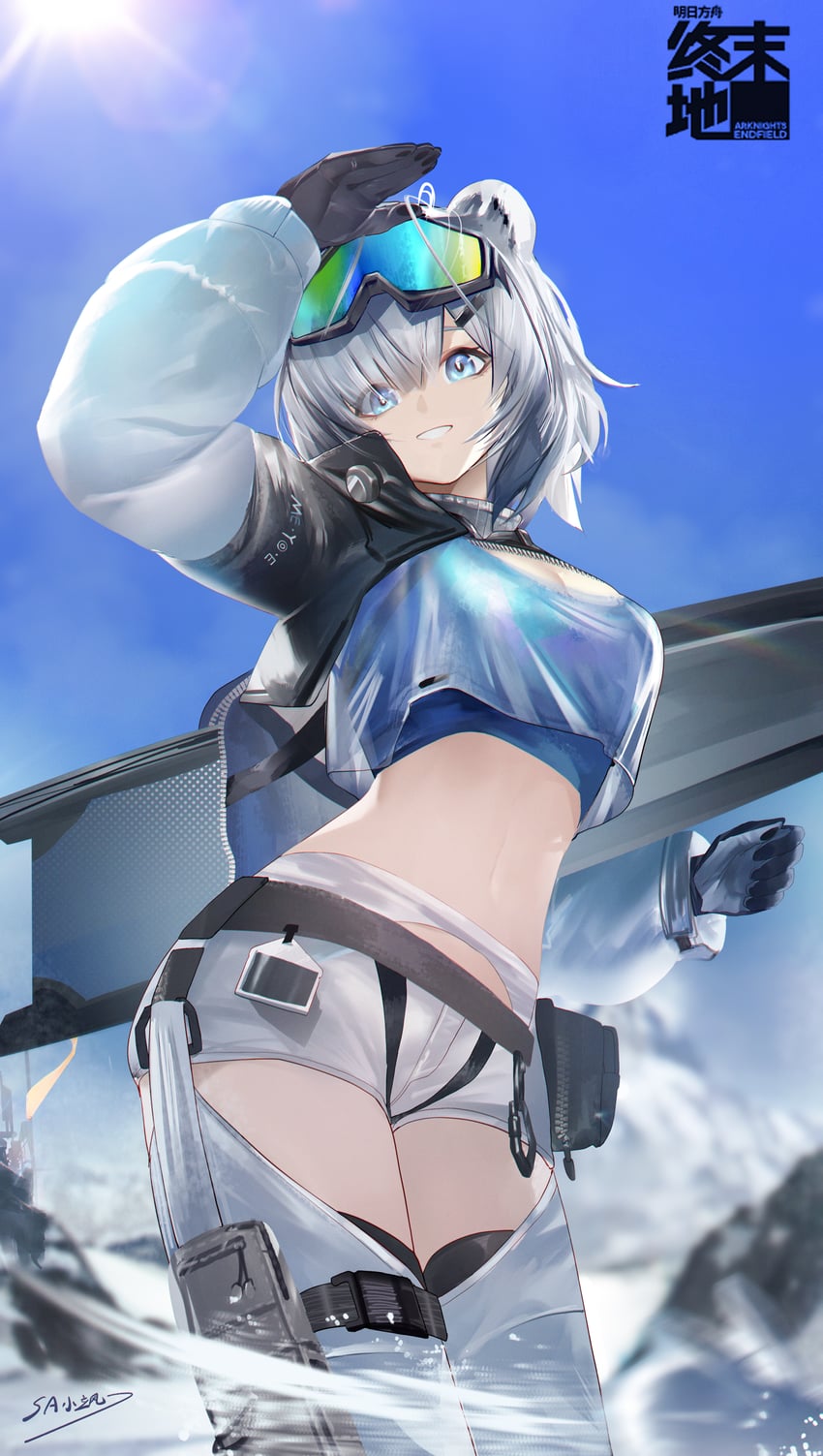 明日方舟、明日方舟：终末地、极光 (明日方舟) 1名女孩 兽耳 熊耳 熊娘 黑色手套