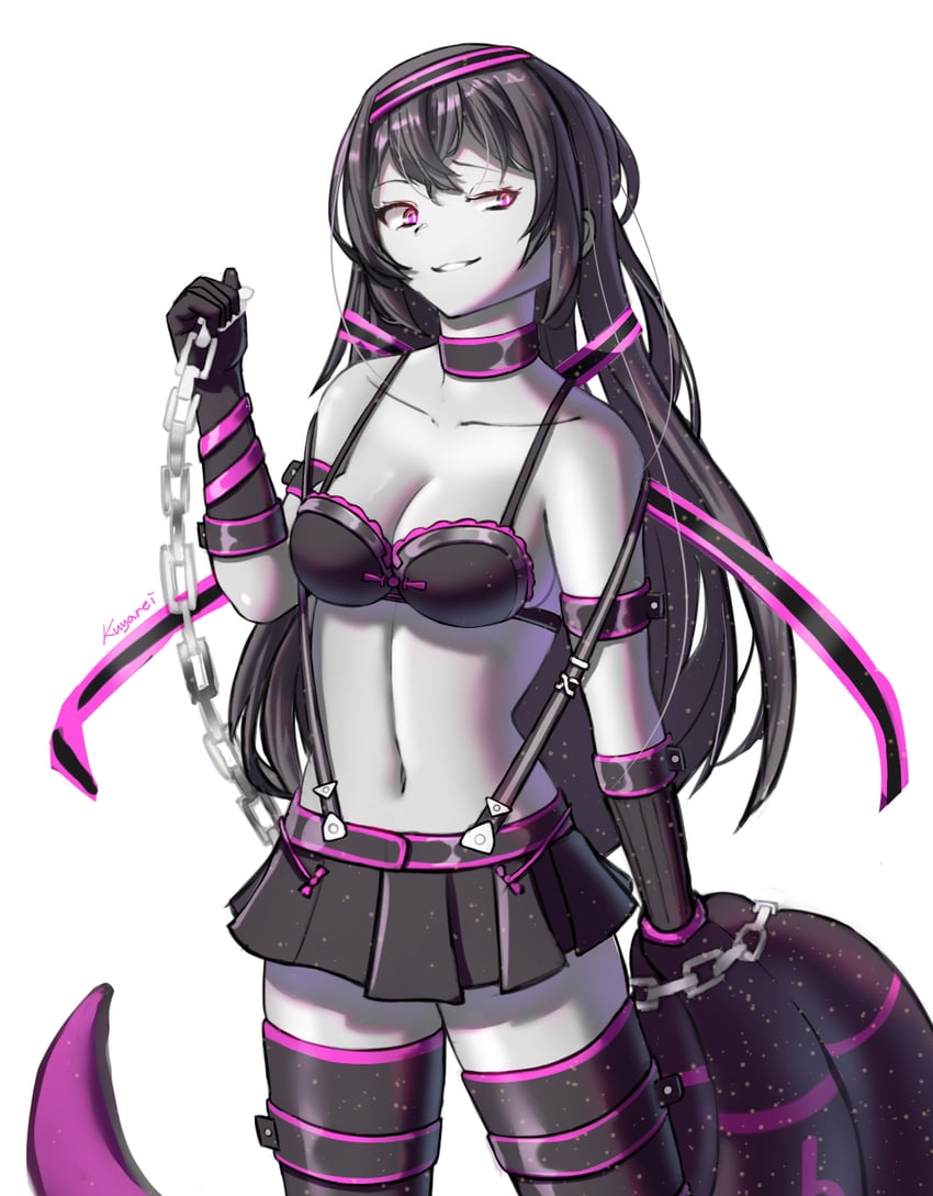 死亡终局 轮回试炼、nova (death end re;quest) 1名女孩 黑发 黑色裙子 乳房 锁链