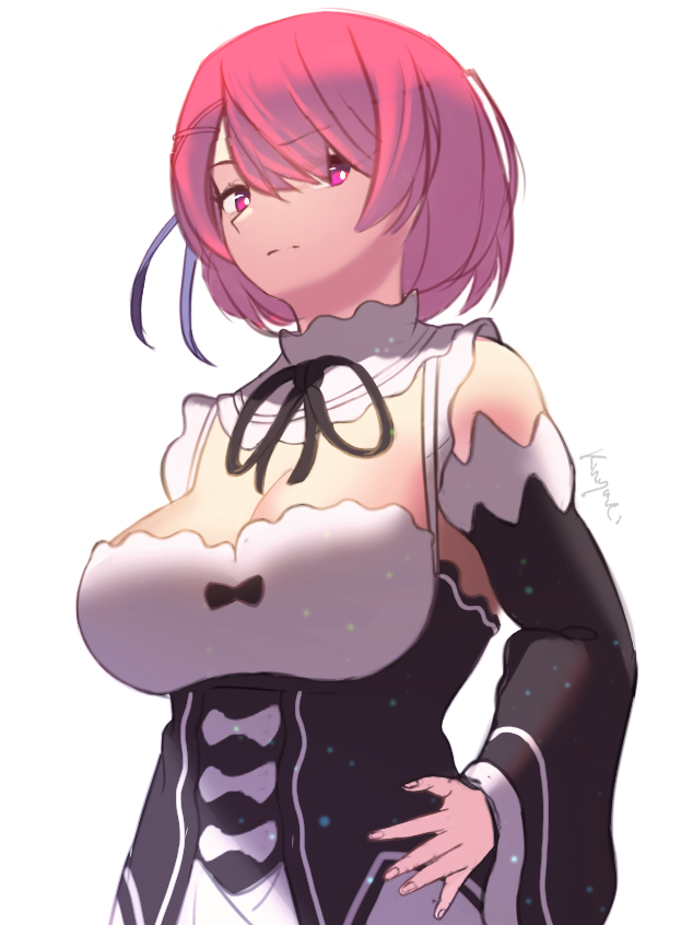 Re:从零开始的异世界生活、拉姆 (Re:Zero) 1名女孩 异形乳量 (大) 生气 围裙 乳房