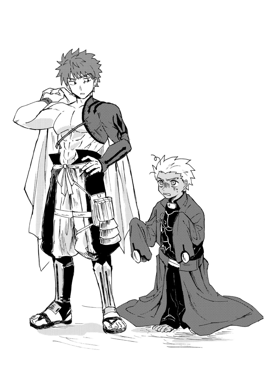 Fate/Grand Order、Fate/stay night、Fate系列 2个男孩 @_@ 腹肌 幼化 铠甲