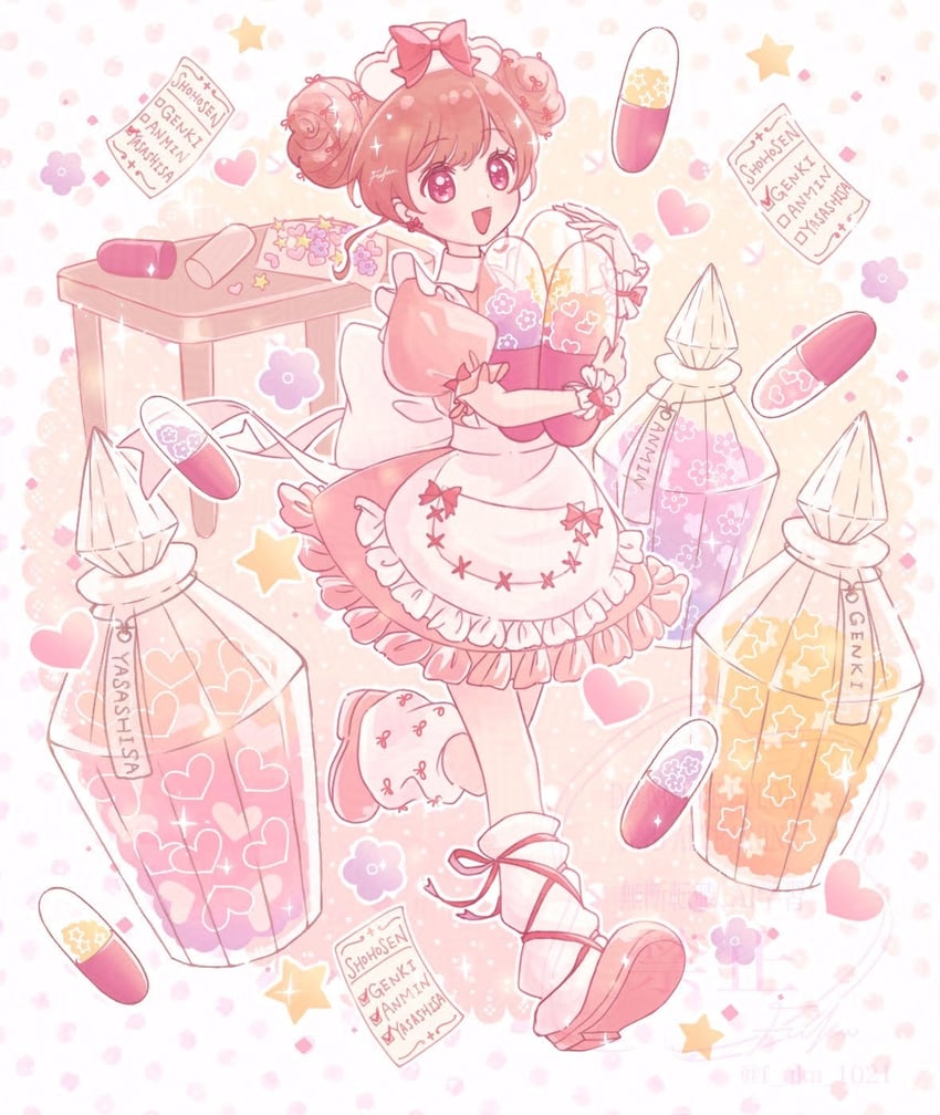原创 1名女孩 :D 围裙 脸红 蝴蝶结
