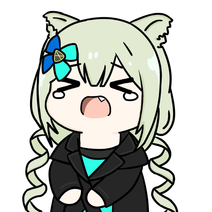 明日方舟、莫菲斯 (明日方舟) 1名女孩 闭眼挤眼 兽耳 黑色夹克 闭眼
