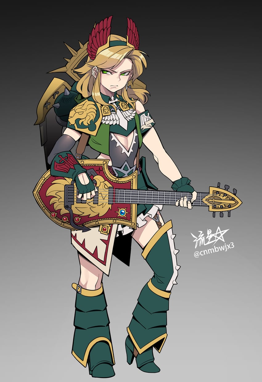 战锤40K、莱恩·艾尔'庄森 1名女孩 异色 作者名 露肩 鸟翼