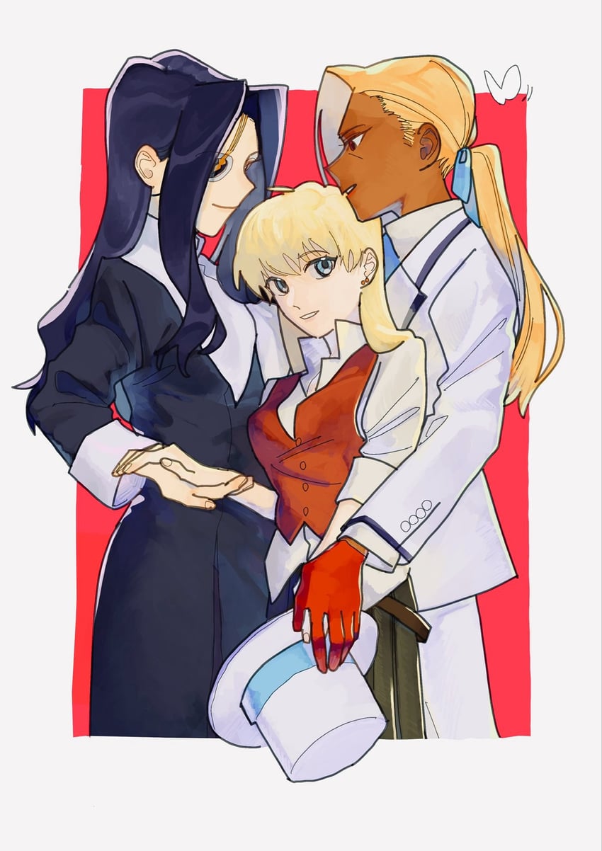 Fate/strange Fake、Fate系列、弗拉特·埃斯卡尔多斯 3人女子 黑发 金发 蓝眼 虫子