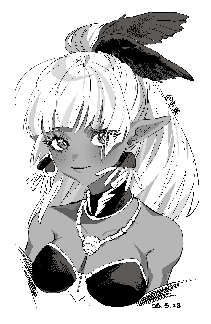 maryoku kare no dark elf、amira (maryoku kare no dark elf) 1名女孩 比基尼 鸟翼 脸红 乳房