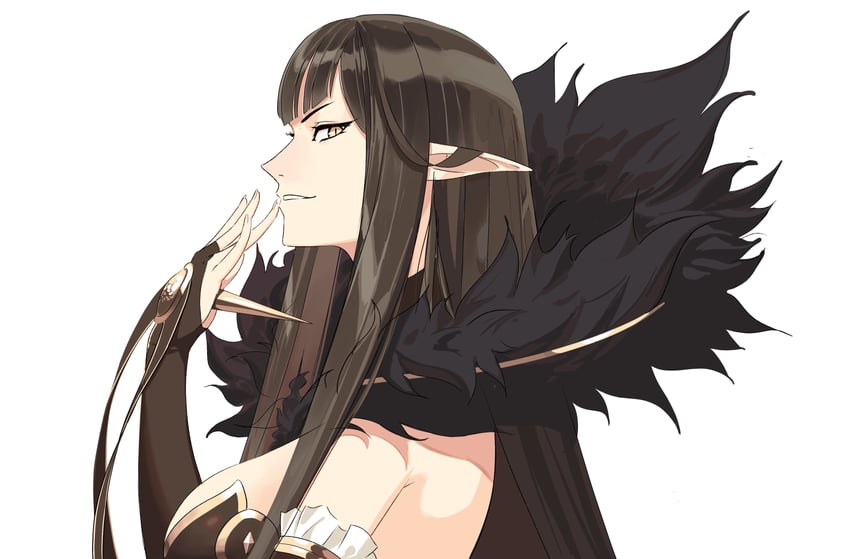 Fate/Grand Order、Fate系列、赛米拉米斯 (Fate) 1名女孩 露肩 黑领 婚礼长手套 棕眼睛
