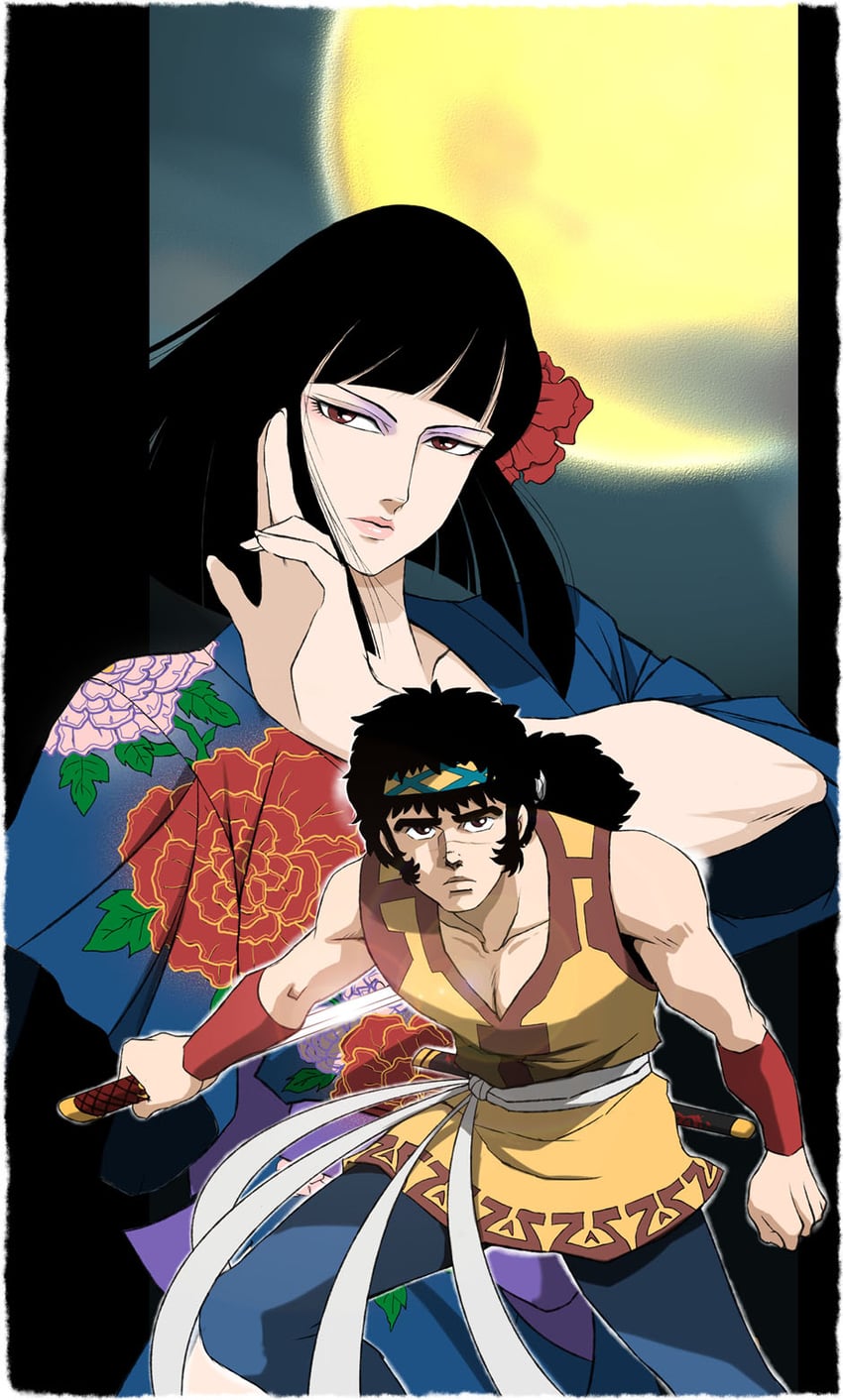 kamui no ken、jirou (kamui no ken)、oyuki (kamui no ken) 1980年代(风格) 1名男孩 1名女孩 水蓝色发带 黑发
