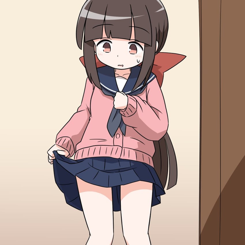 原创、真白萤 (赤渔群) 1名女孩 黑色领巾 蓝色水手领 蓝裙子 蝴蝶结