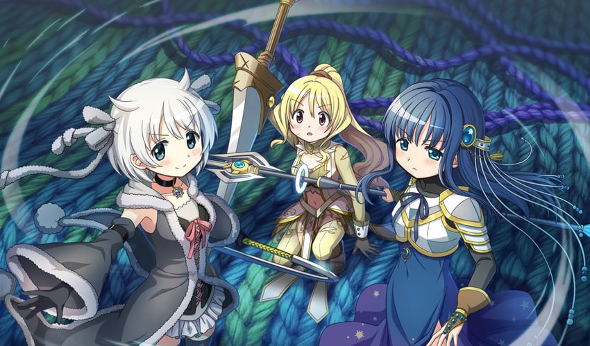 魔法纪录 魔法少女小圆外传、魔法少女小圆、魔法少女小圆 Magia Exedra 3人女子 手臂带 铠甲 露肩 腰带