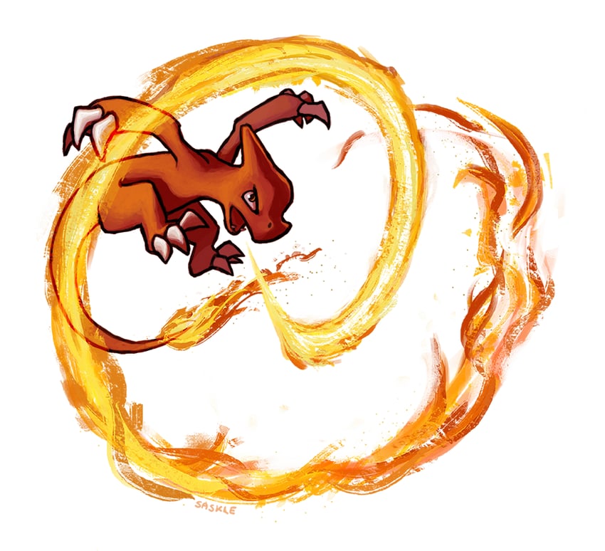 宝可梦、火恐龙 爪子 火 fire spin (pokemon) 火焰尾尖 全身